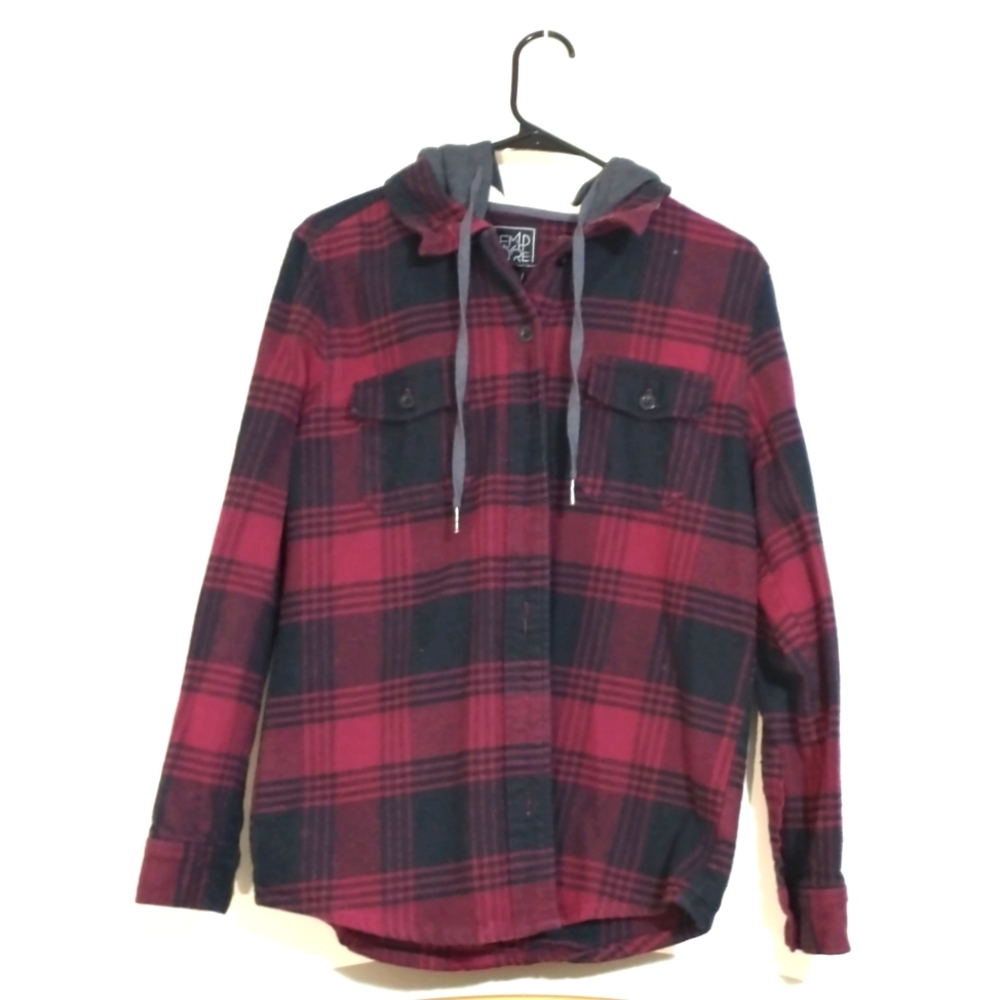 Empyre Plaid Hoodie (wine & black)